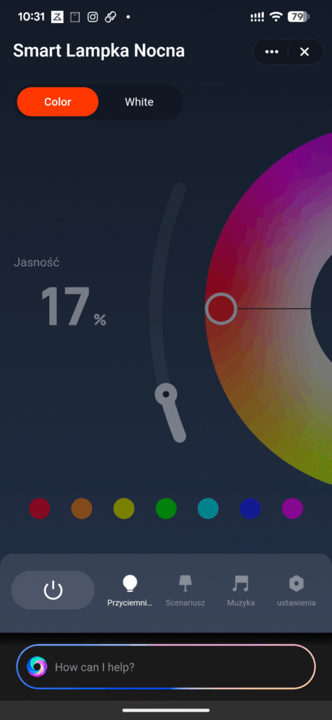 moja lampa smart life podpięta do czujnika obecności