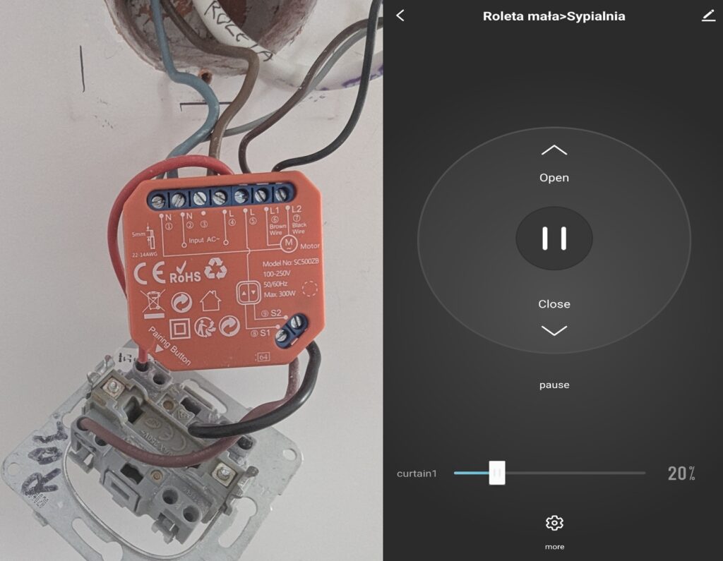 montaż sterownika do rolet z aplikacja smartlife