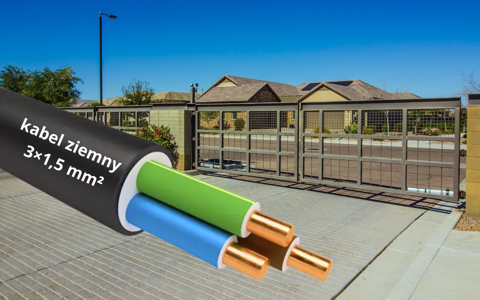 kabel ziemny 3×1,5 mm2 do bramy wjazdowej